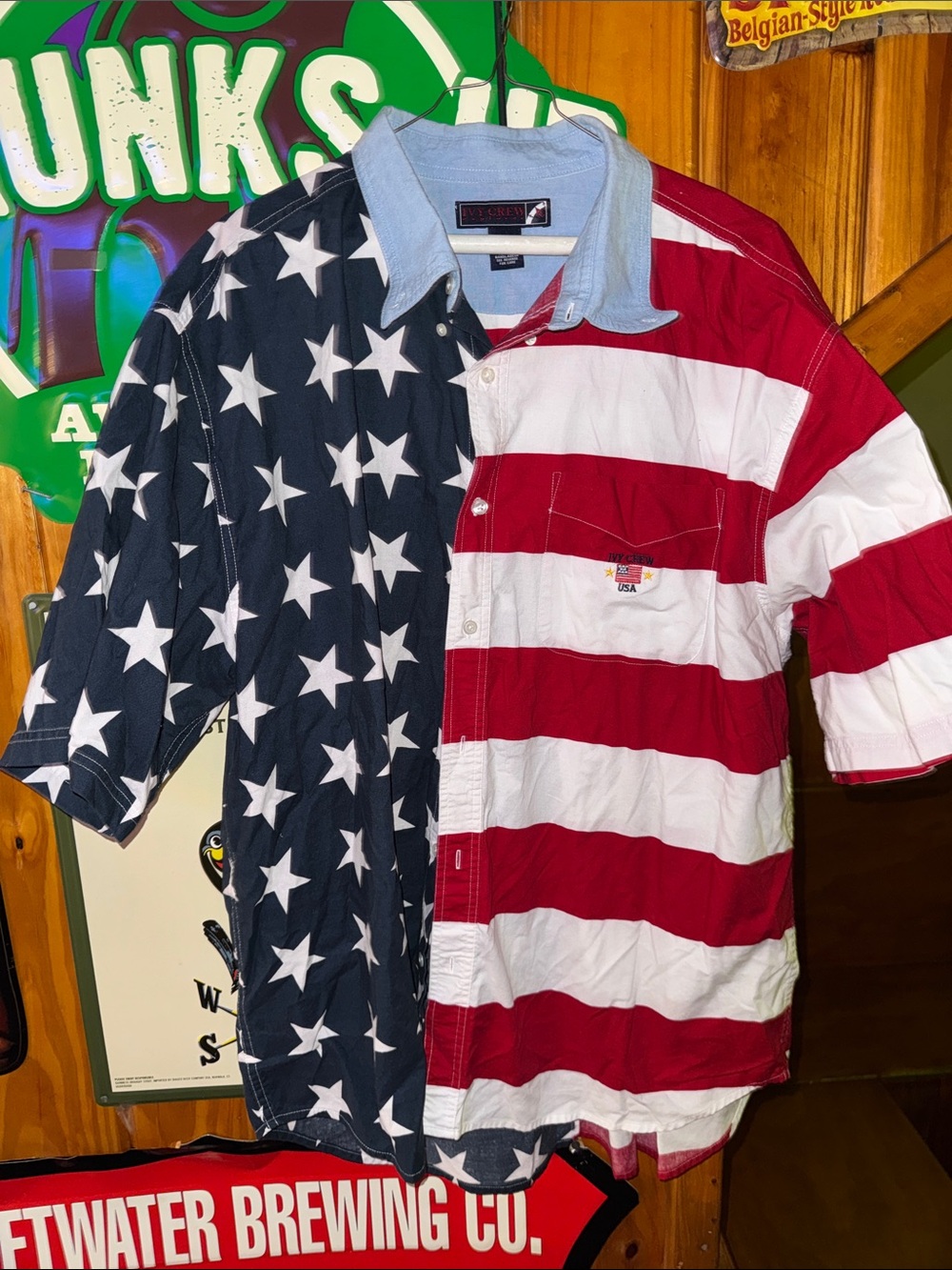 Ivy Crew Vintage XXL USA Flag Button-Up Shirt